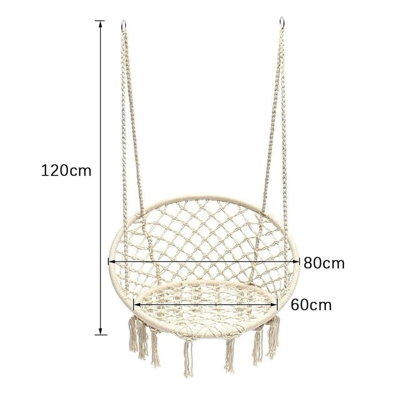 HYPERANGER Macrame Swing Chair Hanging Cotton Rope Hammock Chair - NuSea