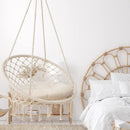 HYPERANGER Macrame Swing Chair Hanging Cotton Rope Hammock Chair - NuSea