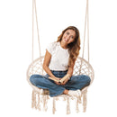 HYPERANGER Macrame Swing Chair Hanging Cotton Rope Hammock Chair - NuSea
