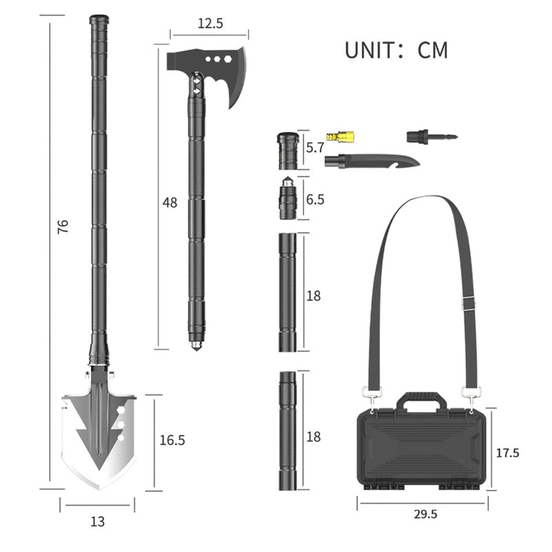 HYPERANGER Multifunctional Shovel Tactical Outdoor Survival Emergency Camping Gear - NuSea