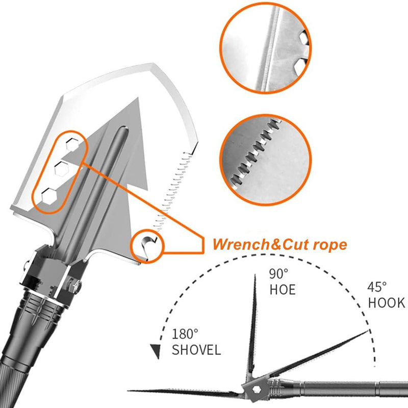 HYPERANGER Multifunctional Shovel Tactical Outdoor Survival Emergency Camping Gear - NuSea