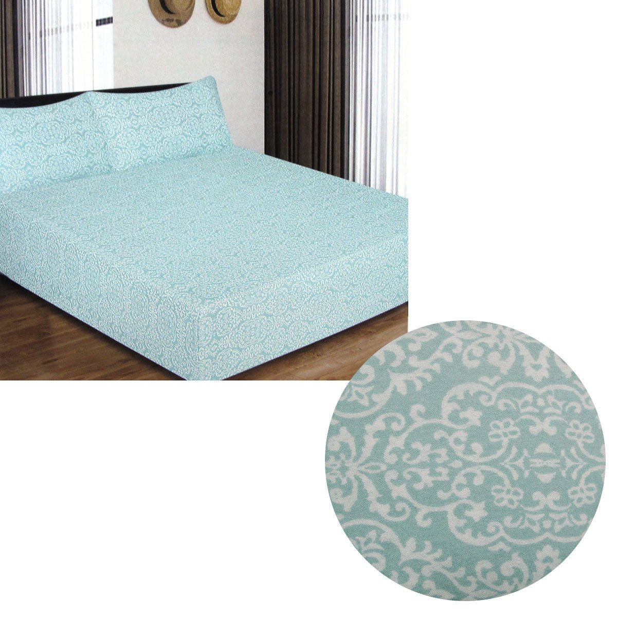 ICF Store Cotton Flannel Combo Fitted Sheet Set Queen Florencia - NuSea