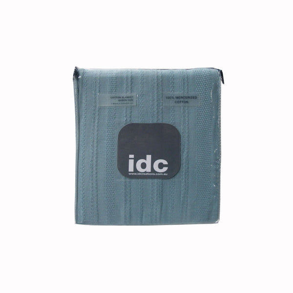 IDC Homewares 400GSM 100% Mercerized Cotton Blanket Blue Queen - NuSea