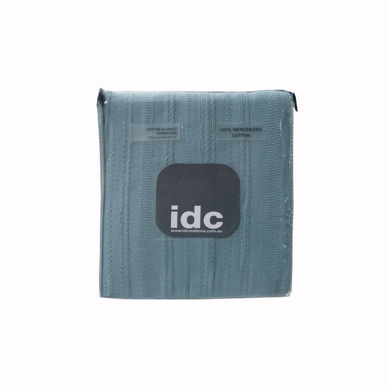 IDC Homewares 400GSM 100% Mercerized Cotton Blanket Blue Queen - NuSea