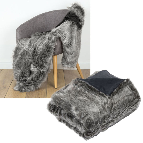 IDC Homewares Luxury Wolf Faux Fur Throw 125 x 150cm - NuSea