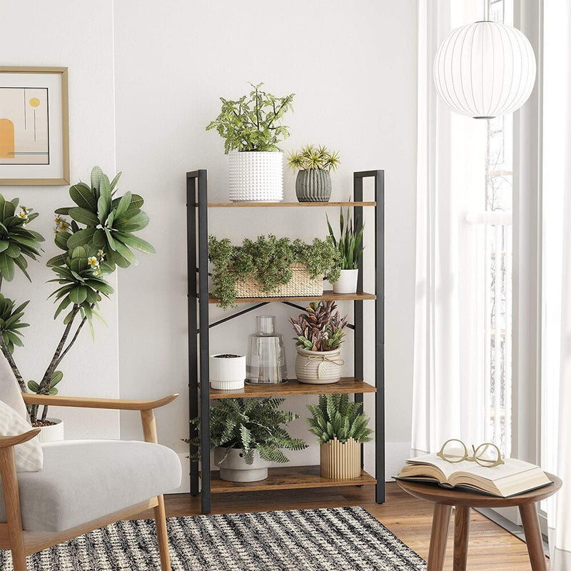 VASAGLE 4 Tier Bookshelf Rustic Brown and Black