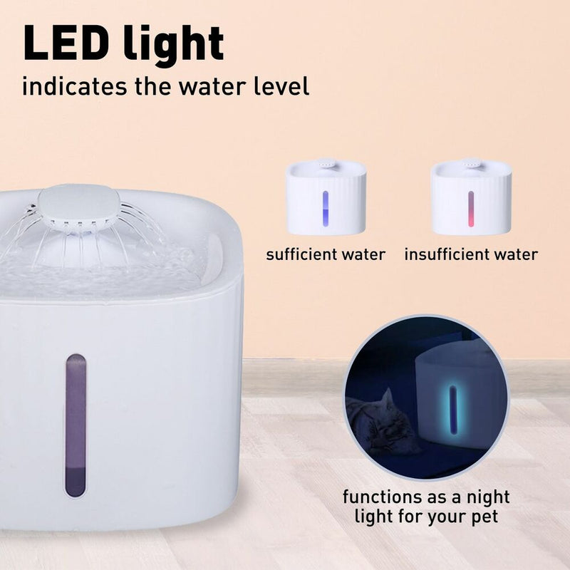 Floofi Pet Water Fountain Dispenser LED USB