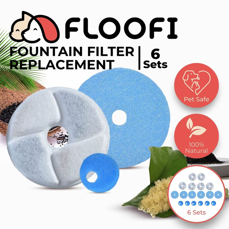 Floofi 2.6L Automatic Water Fountain Drinking Dispenser Replacement Filter 6 Piece