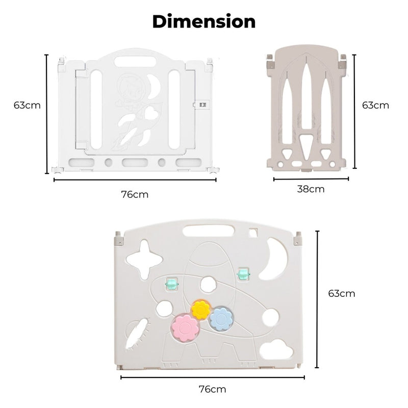 GOMINIMO Foldable Baby Playpen with 16 Panels (White Grey)