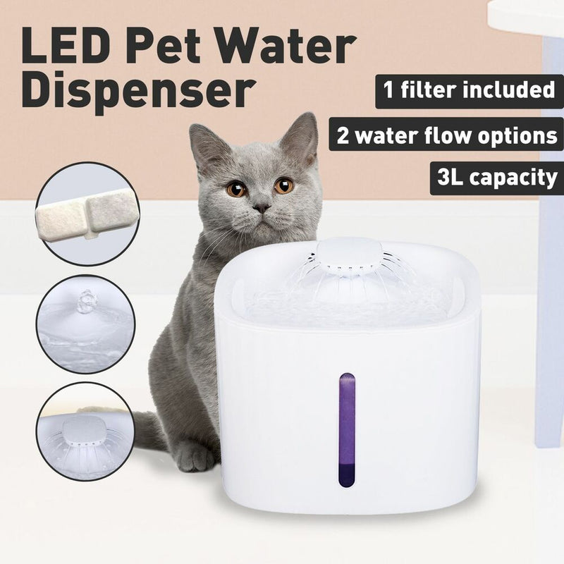 Floofi Pet Water Fountain Dispenser LED USB