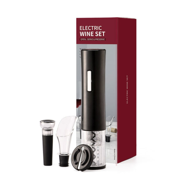 GOMINIMO 4-in-1 Electric Wine Bottle Opener Battery Operated (Black)