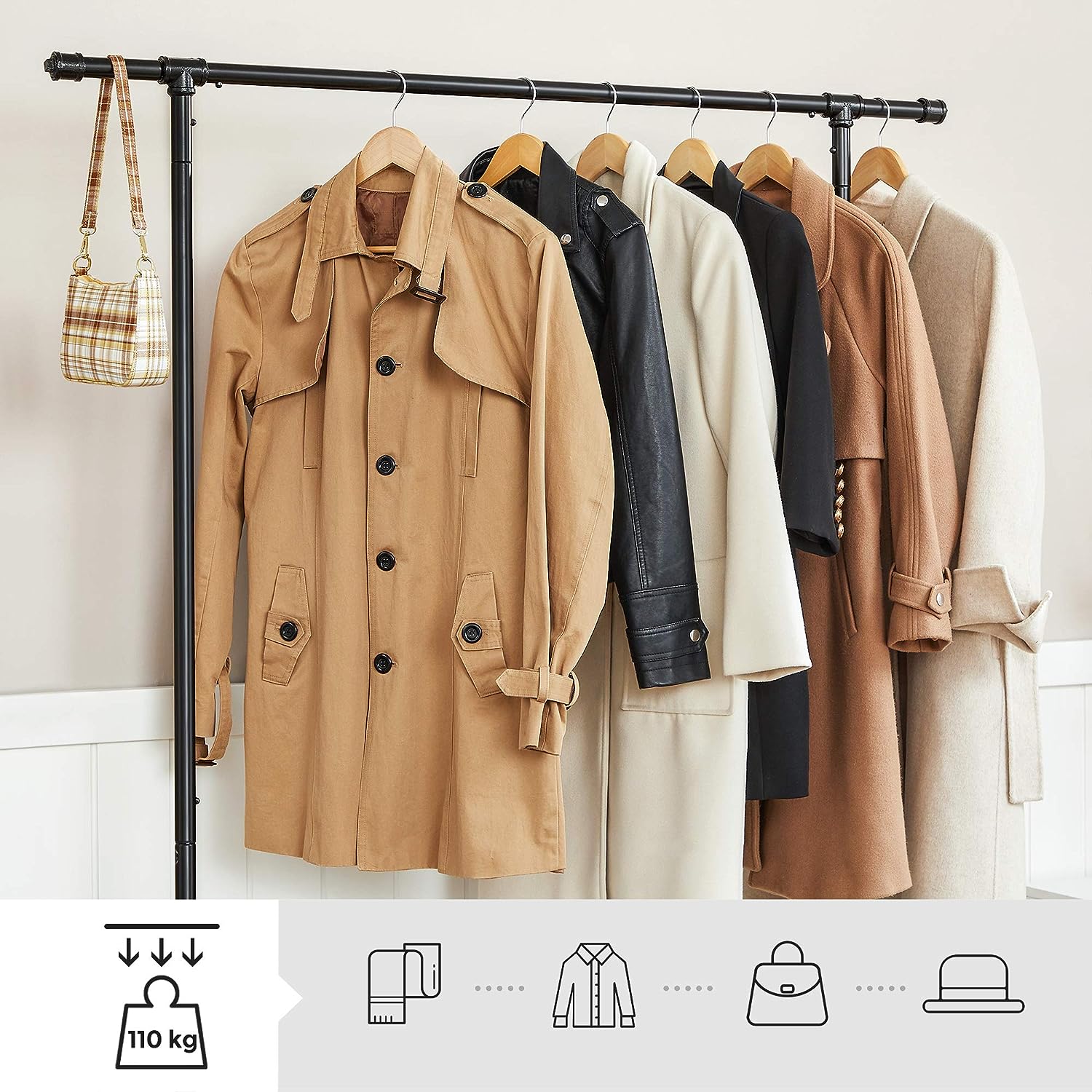Industrial Clothing Rack Wheels Double Rod - NuSea