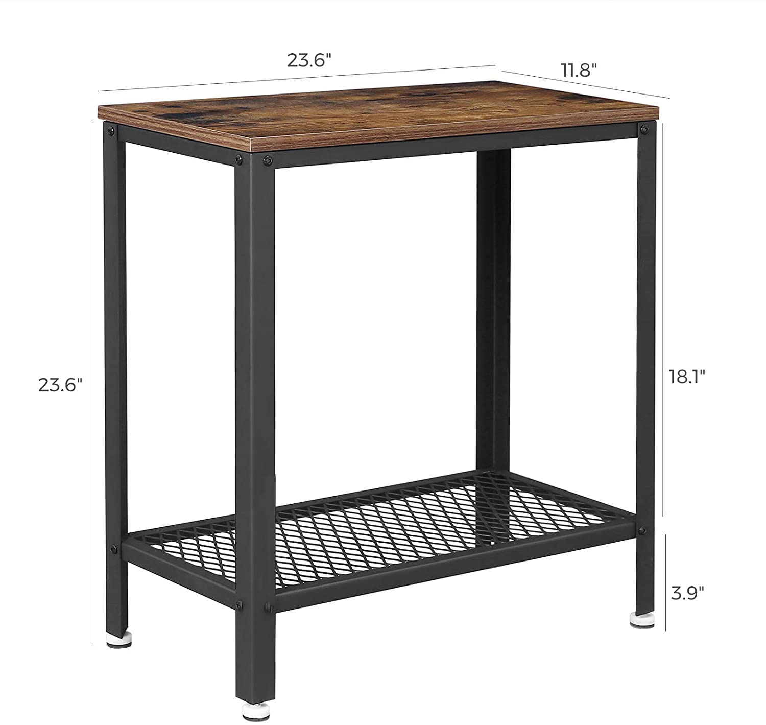 Industrial Side Table 2 - Tier With Mesh and Metal Frame Rustic Brown - NuSea