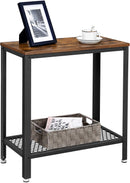 Industrial Side Table 2 - Tier With Mesh and Metal Frame Rustic Brown - NuSea