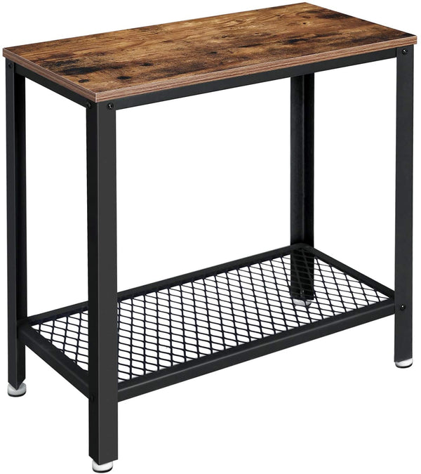 Industrial Side Table 2 - Tier With Mesh and Metal Frame Rustic Brown - NuSea