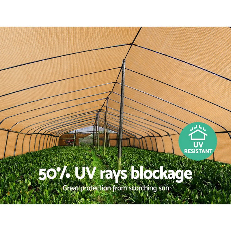 Instahut 50% Shade Cloth 3.66x10m Shadecloth Sail Heavy Duty Beige - NuSea