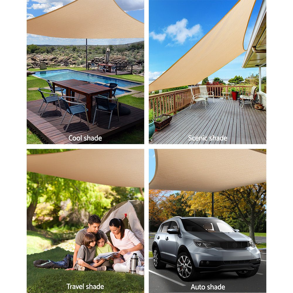 Instahut Shade Sail 2.5x3m Rectangle 280GSM 98% Sand Shade Cloth - NuSea