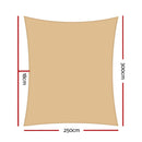 Instahut Shade Sail 2.5x3m Rectangle 280GSM 98% Sand Shade Cloth - NuSea