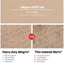 Instahut Shade Sail 2.5x3m Rectangle 280GSM 98% Sand Shade Cloth - NuSea