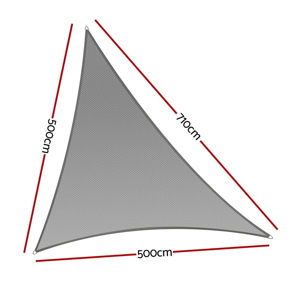Instahut Shade Sail Cloth Shadecloth Canopy Triangle 280gsm 5x5x7.1m - NuSea