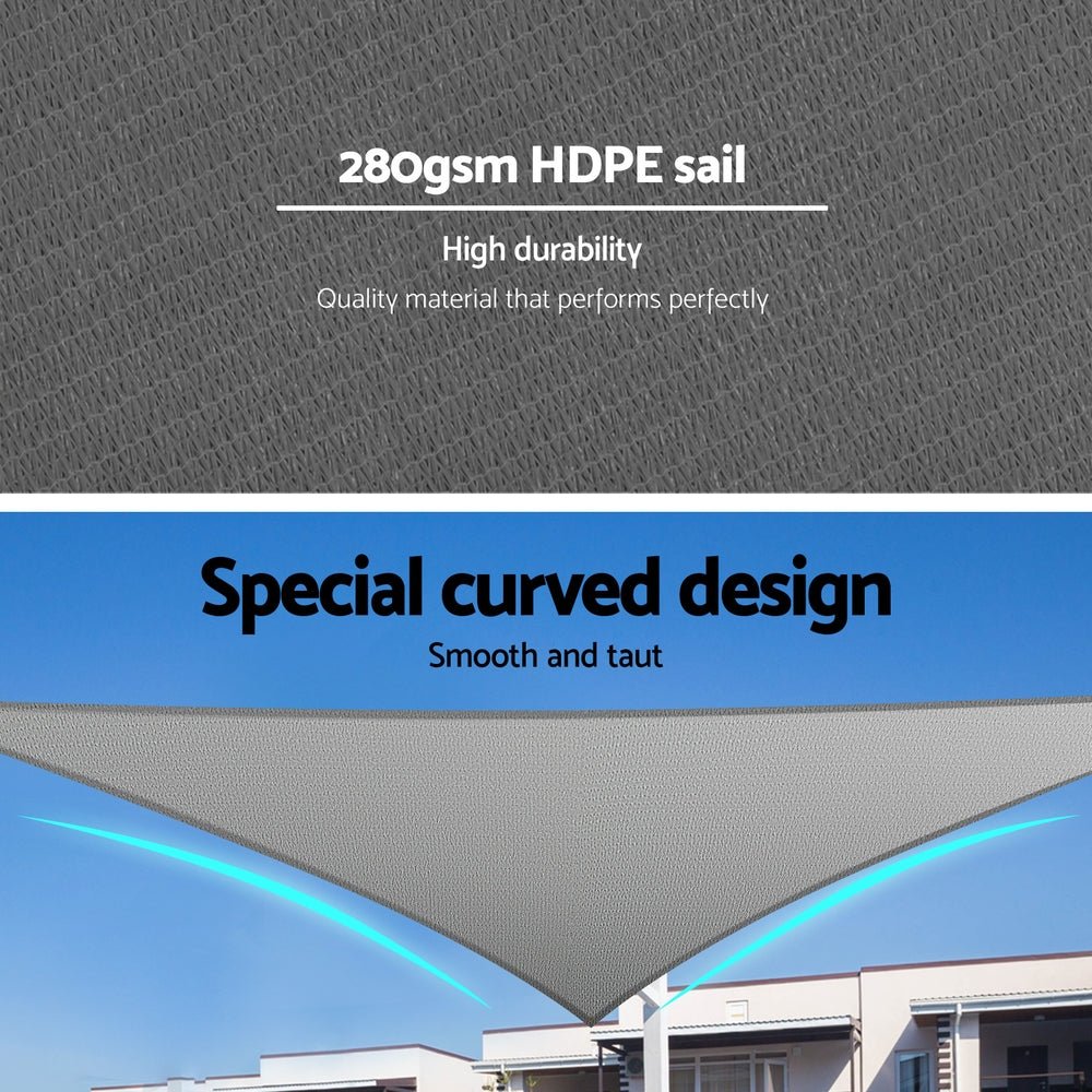 Instahut Shade Sail Cloth Shadecloth Canopy Triangle 280gsm 5x5x7.1m - NuSea