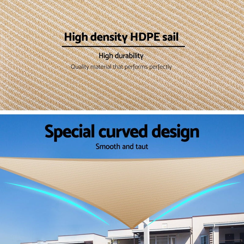 Instahut Shade Sail Cloth Shadecloth Triangle Sun Canopy 3.6x3.6x3.6M - NuSea