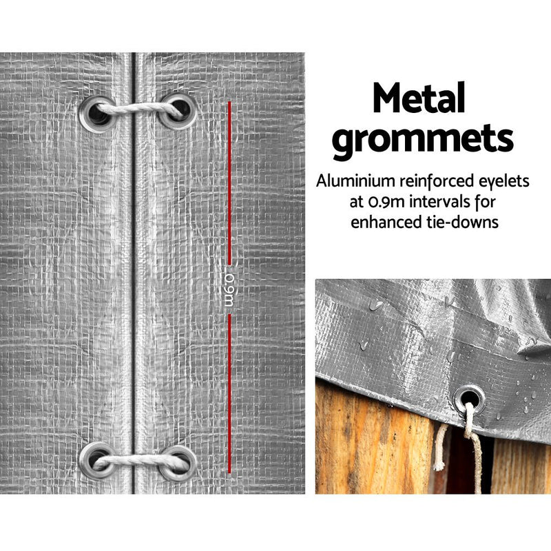 Instahut Tarp Tarpaulin 3.6x6m Canvas Camping Heavy Duty Sun Cover - NuSea