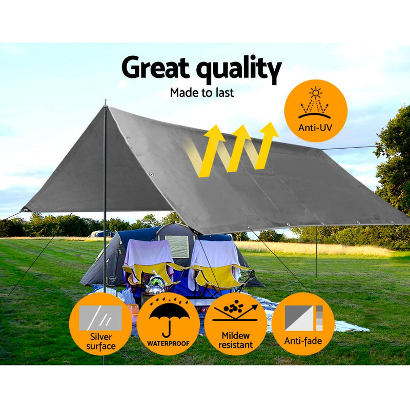 Instahut Tarp Tarpaulin 3.6x6m Canvas Camping Heavy Duty Sun Cover - NuSea