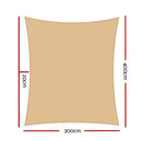 Instahut Waterproof Shade Sail 3x4m Rectangle Sand 95% Shade Cloth - NuSea
