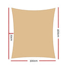 Instahut Waterproof Shade Sail 3x4m Rectangle Sand 95% Shade Cloth - NuSea