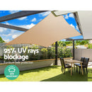 Instahut Waterproof Shade Sail 3x4m Rectangle Sand 95% Shade Cloth - NuSea