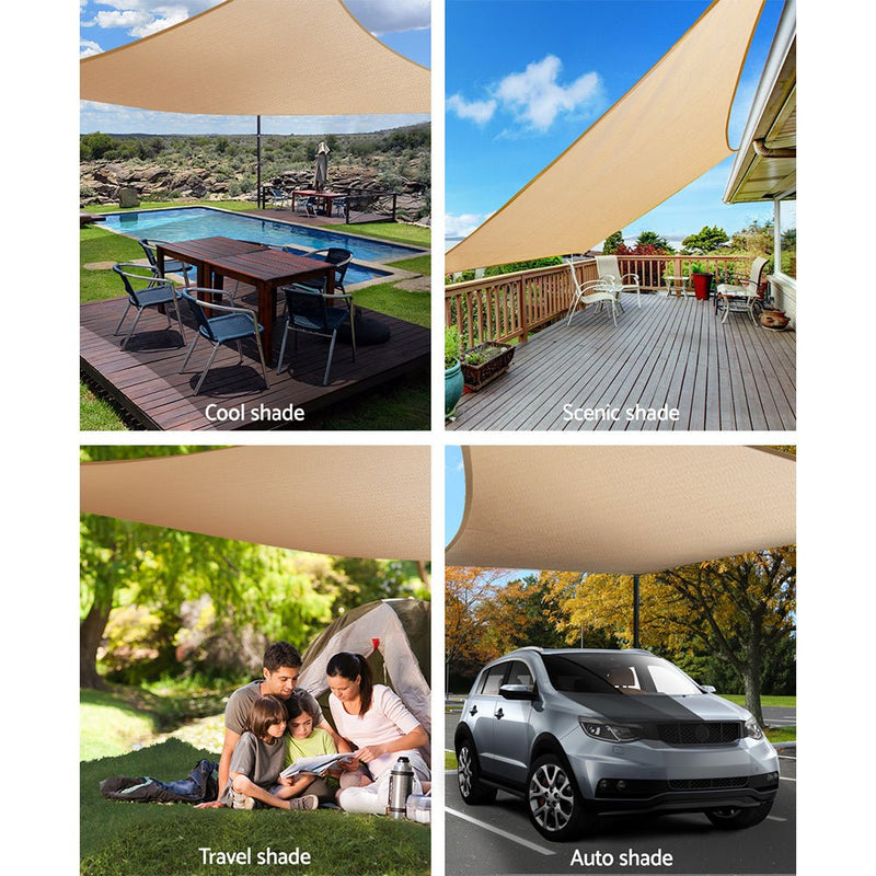 Instahut Waterproof Shade Sail 3x4m Rectangle Sand 95% Shade Cloth - NuSea