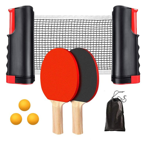 Instant Table Tennis Kit Ping Pong Set Retractable Net Rack + 2 Bats + 3 Balls - NuSea