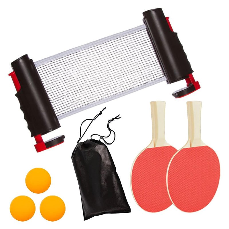 Instant Table Tennis Kit Ping Pong Set Retractable Net Rack + 2 Bats + 3 Balls - NuSea