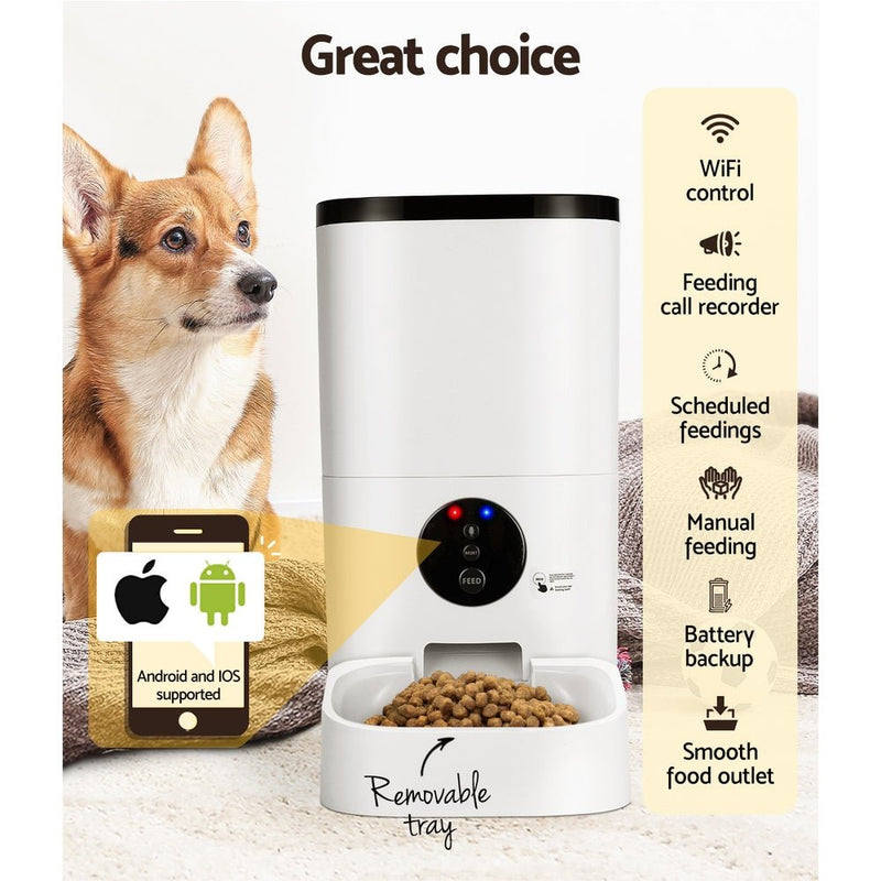 i.Pet Automatic Pet Feeder 6L Wifi Auto Dog Cat Smart Food Dispenser Timer - NuSea