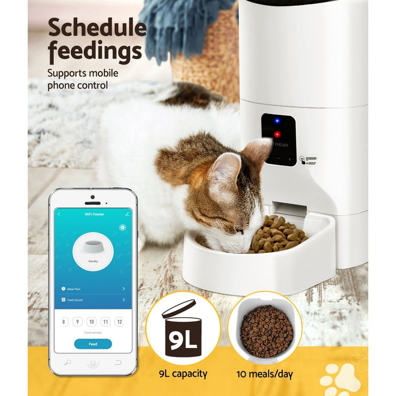 i.Pet Automatic Pet Feeder 9L Wifi Auto Dog Cat Feeder Smart Food Dispenser Timer - NuSea