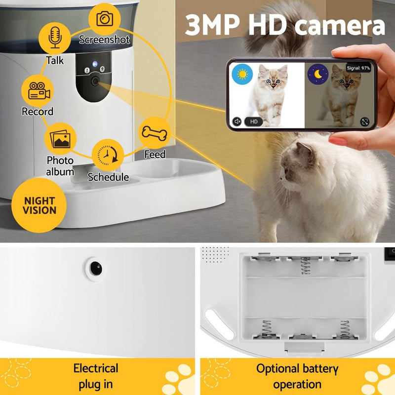 i.Pet Automatic Pet Feeder Dog Cat Camera Wifi Smart Food Dispenser Timer 7L APP - NuSea