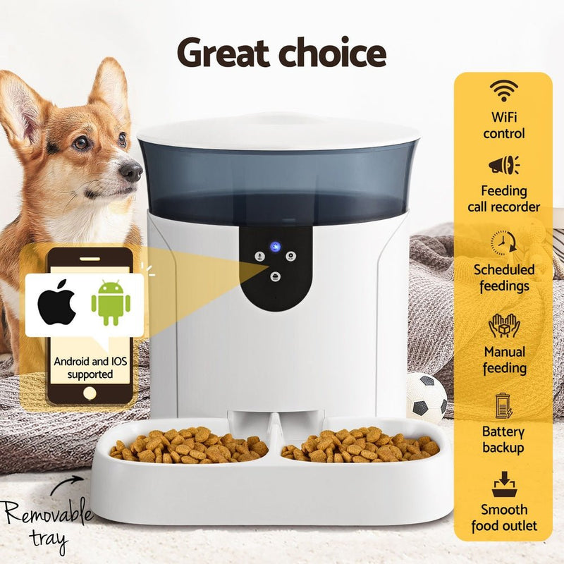 i.Pet Automatic Pet Feeder Dog Cat Wifi 7L Auto Smart Food Dispenser Timer Feed - NuSea