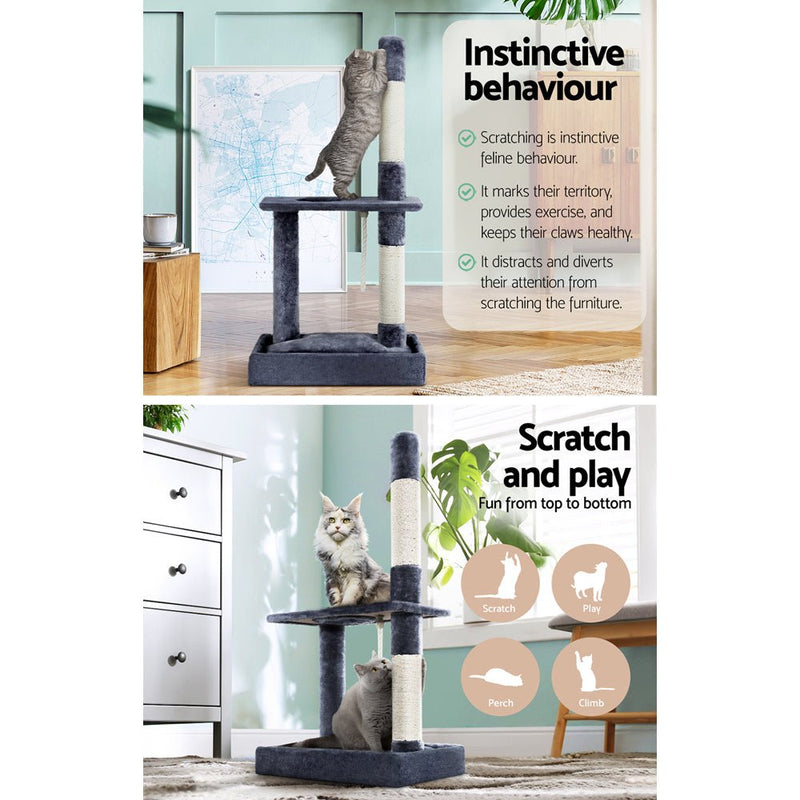 i.Pet Cat Tree 102cm Scratching Post Tower Scratcher Condo House Board Grey - NuSea