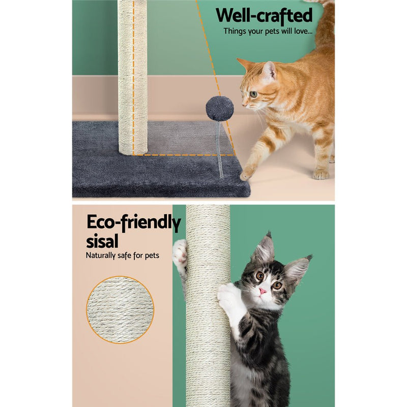 i.Pet Cat Tree 105cm Scratching Post Scratcher Tower Condo House Hanging toys Grey - NuSea