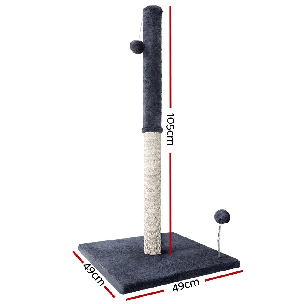 i.Pet Cat Tree 105cm Scratching Post Scratcher Tower Condo House Hanging toys Grey - NuSea