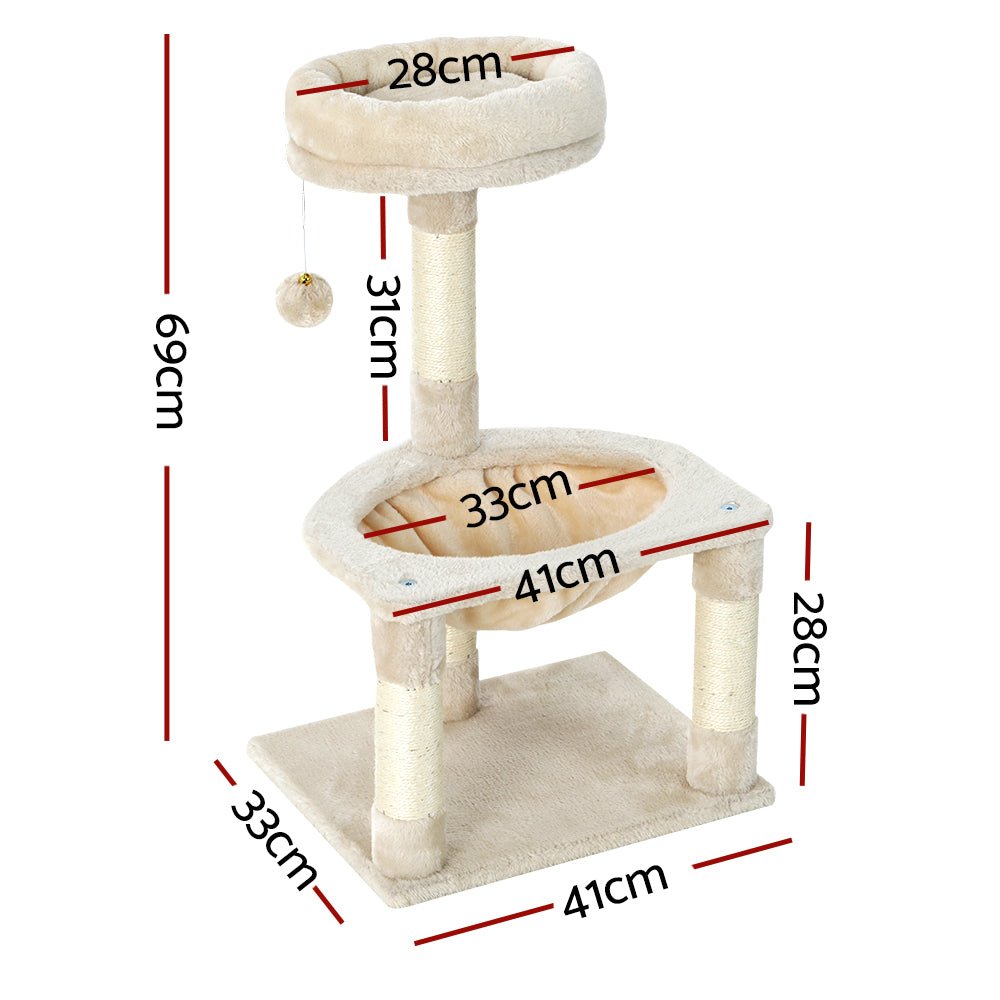 i.Pet Cat Tree 69cm Scratching Post Tower Scratcher Wood Condo Toys House Bed - NuSea