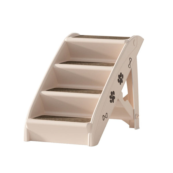 i.Pet Dog Ramp Steps For Bed Sofa Car Pet Stairs Ladder Portable Foldable Beige - NuSea