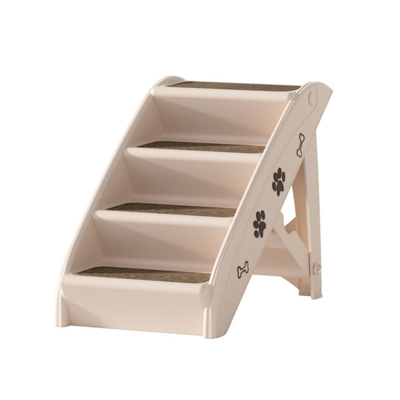 i.Pet Dog Ramp Steps For Bed Sofa Car Pet Stairs Ladder Portable Foldable Beige - NuSea