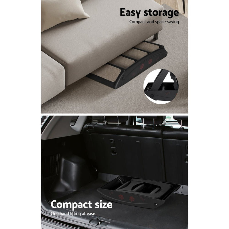 i.Pet Dog Ramp Steps For Bed Sofa Car Pet Stairs Ladder Portable Foldable Black - NuSea