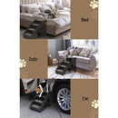 i.Pet Dog Ramp Steps For Bed Sofa Car Pet Stairs Ladder Portable Foldable Black - NuSea