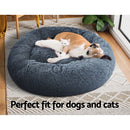 i.Pet Pet Bed Dog Cat 90cm Large Calming Soft Plush Bed Dark Grey - NuSea