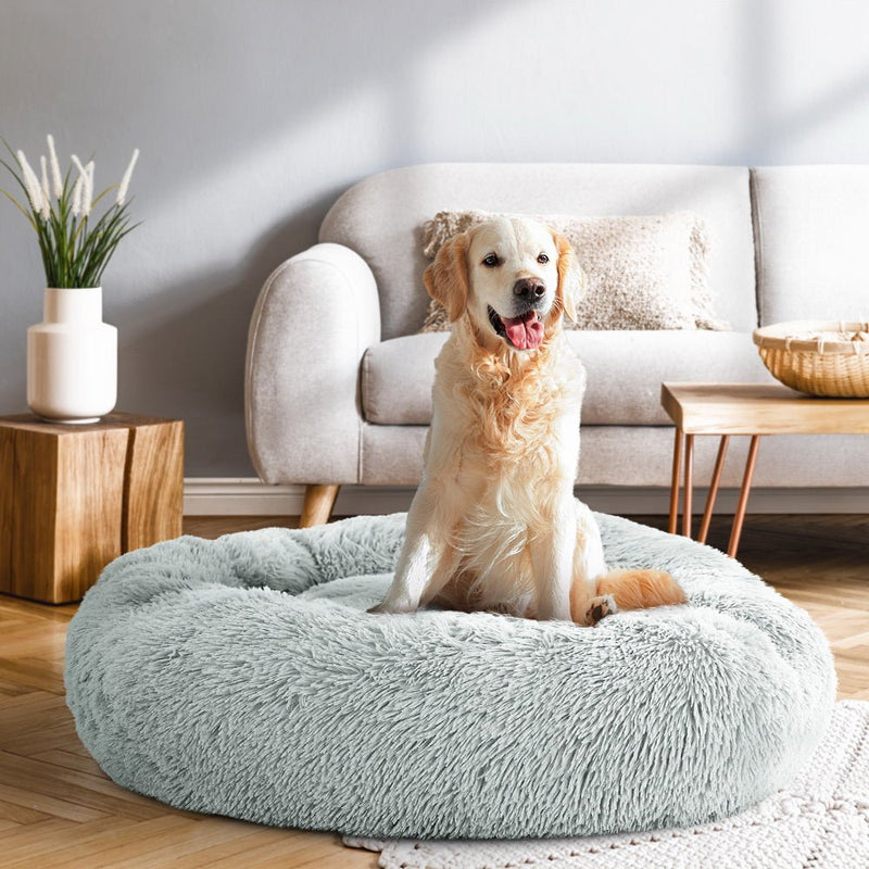 i.Pet Pet Bed Dog Cat 90cm Large Calming Soft Plush Light Grey - NuSea