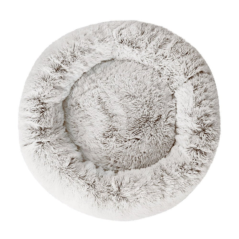 i.Pet Pet Bed Dog Cat 90cm Large Calming Soft Plush White Brown - NuSea