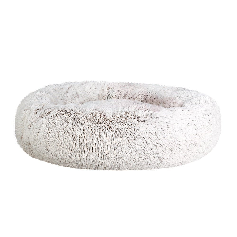 i.Pet Pet Bed Dog Cat 90cm Large Calming Soft Plush White Brown - NuSea
